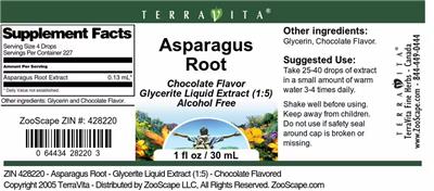 Asparagus Root Chocolate Flavor label