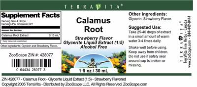 Calamus Root Strawberry Flavor label