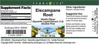 Elecampane Root Vanilla Flavor label