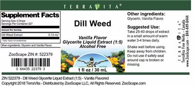 Dill Weed Vanilla Flavor label