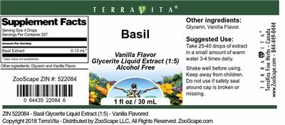 Basil Vanilla Flavor label