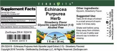 Echinacea Purpurea Herb Strawberry Flavor label