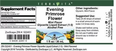 Evening Primrose Flower Mint Flavor label