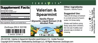 Valerian & Spearmint Vanilla Flavor label