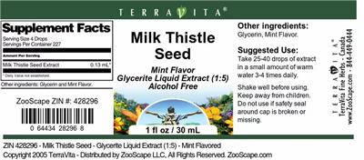 Milk Thistle Seed Mint Flavor label
