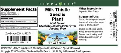 Milk Thistle Seed & Plant Mint Flavor label