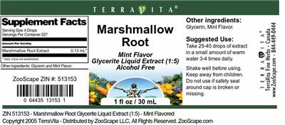 Marshmallow Root Mint Flavor label
