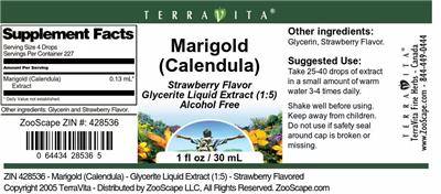 Marigold (Calendula) Strawberry Flavor label