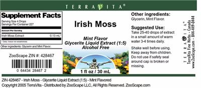 Irish Moss Mint Flavor label