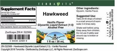 Hawkweed Vanilla Flavor label