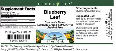 Blueberry Leaf Chocolate Flavor label