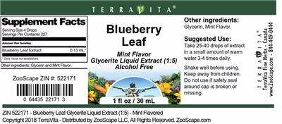 Blueberry Leaf Mint Flavor label
