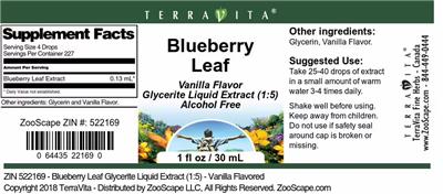 Blueberry Leaf Vanilla Flavor label
