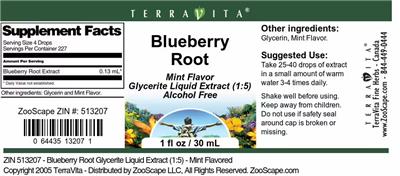 Blueberry Root Mint Flavor label