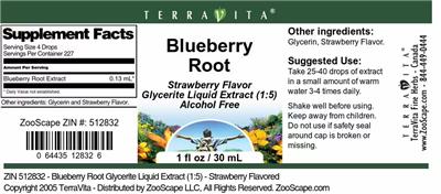 Blueberry Root Strawberry Flavor label