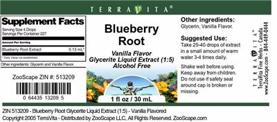Blueberry Root Vanilla Flavor label