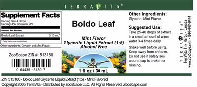 Boldo Leaf Mint Flavor label