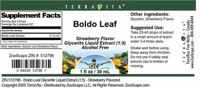 Boldo Leaf Strawberry Flavor label