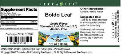 Boldo Leaf Vanilla Flavor label