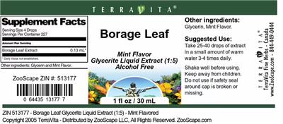 Borage Leaf Mint Flavor label
