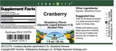 Cranberry Strawberry Flavor label