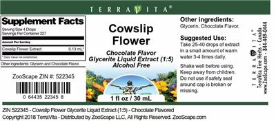 Cowslip Flower Chocolate Flavor label