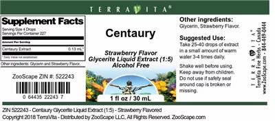 Centaury Strawberry Flavor label