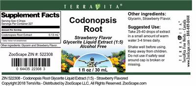 Codonopsis Root Strawberry Flavor label