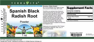 Spanish Black Radish Root Powder label