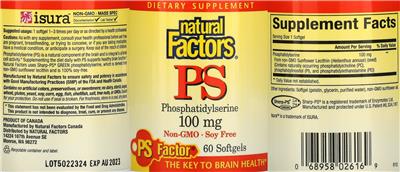 PS Phosphatidylserine 100 mg label