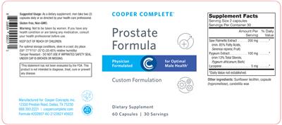 Prostate Formula label