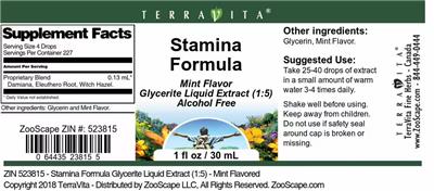 Stamina Formula Mint Flavor label
