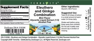 Eleuthero and Ginkgo Combination Mint Flavor label