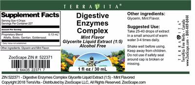Digestive Enzymes Complex Mint Flavor label