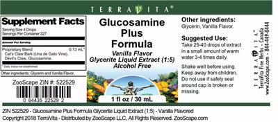 Glucosamine Plus Formula Vanilla Flavor label