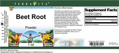 Beet Root Powder label