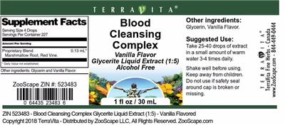Blood Cleansing Complex Vanilla Flavor label