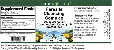 Parasite Cleansing Complex Chocolate Flavor label