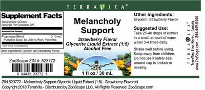 Melancholy Support Strawberry Flavor label
