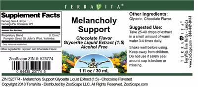 Melancholy Support Chocolate Flavor label