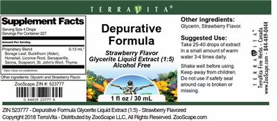 Depurative Formula Strawberry Flavor label