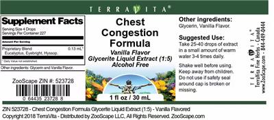 Chest Congestion Formula Vanilla Flavor label