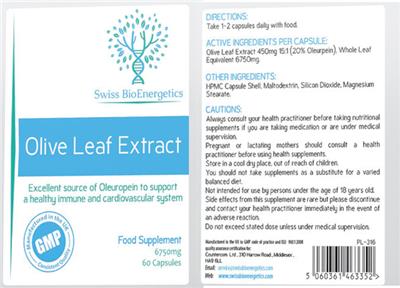 Olive Leaf Extract label