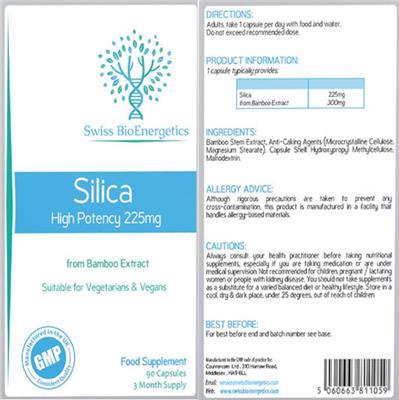 Silica 225 mg label