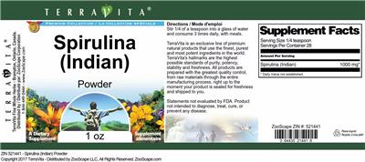 Spirulina (Indian) Powder label