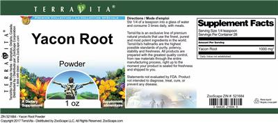 Yacon Root Powder label