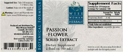 Passionflower Solid Extract label