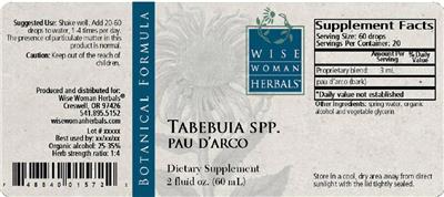 Tabebuia Spp. Pau D'Arco label