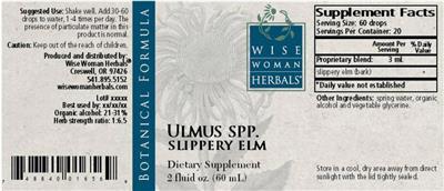 Ulmus Spp. Slippery Elm label