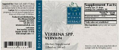 Verbena Spp. Vervain label